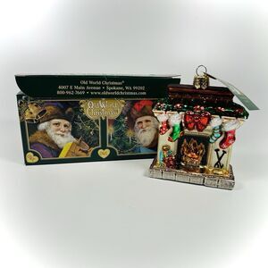 Old World Christmas Tree Holiday Hearth Glass Blown Ornament Fireplace NWT OWC